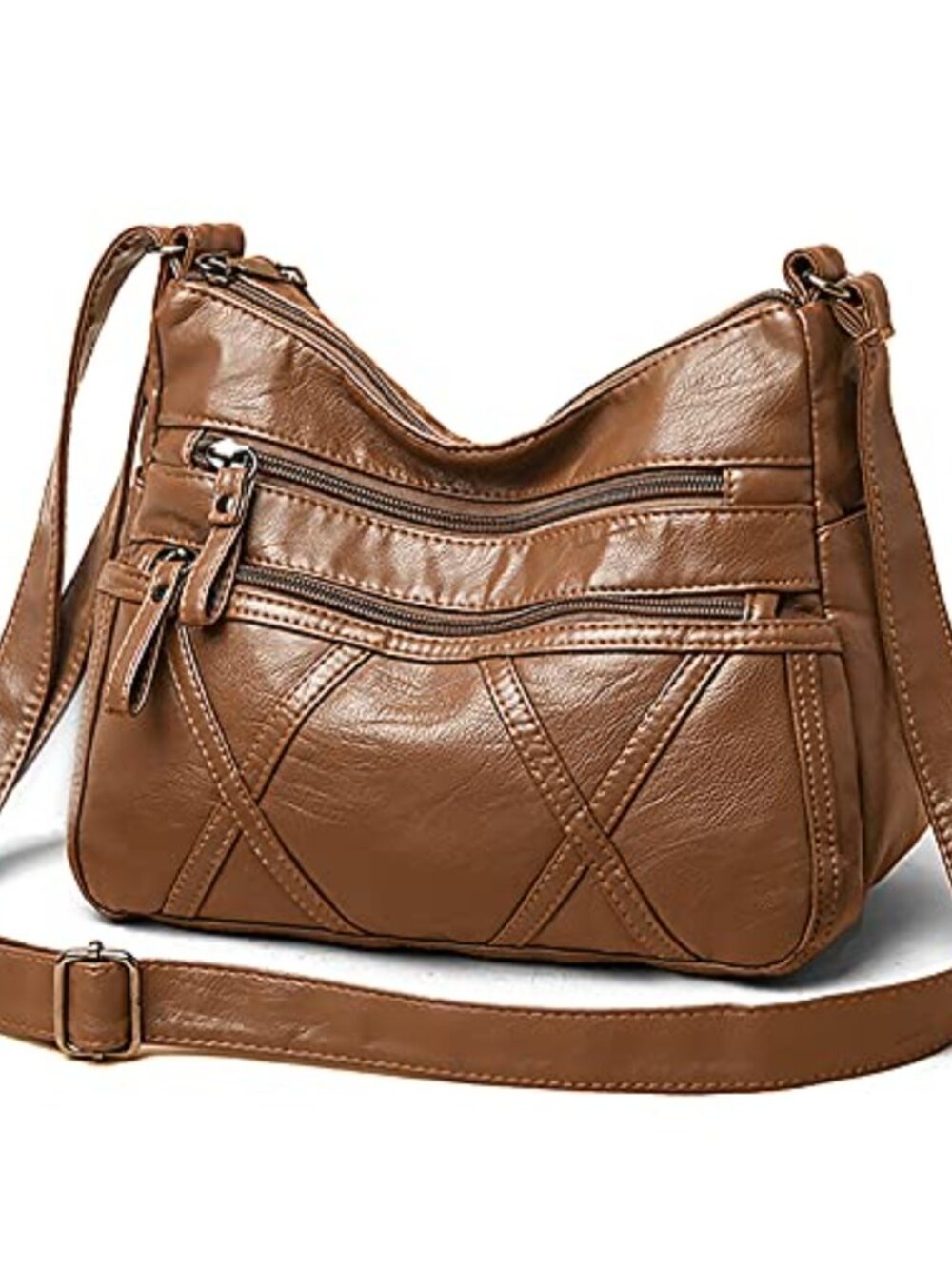 Washed PU Leather Small Crossbody Bag Lightweight Shoulder Purse